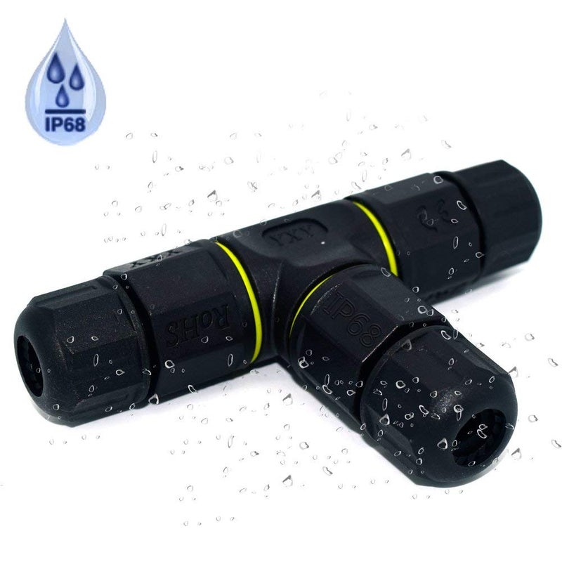 ELifeApply 3 Way Junction Box IP68 Waterproof Electrical Junction Box 2 Pin/3 Pin/4 Pin Outdoor Cable Connector for Underground/Outdoor Ã˜ 4.5mm-10mm, Shielded Field Installable - 3Pin - Image 2